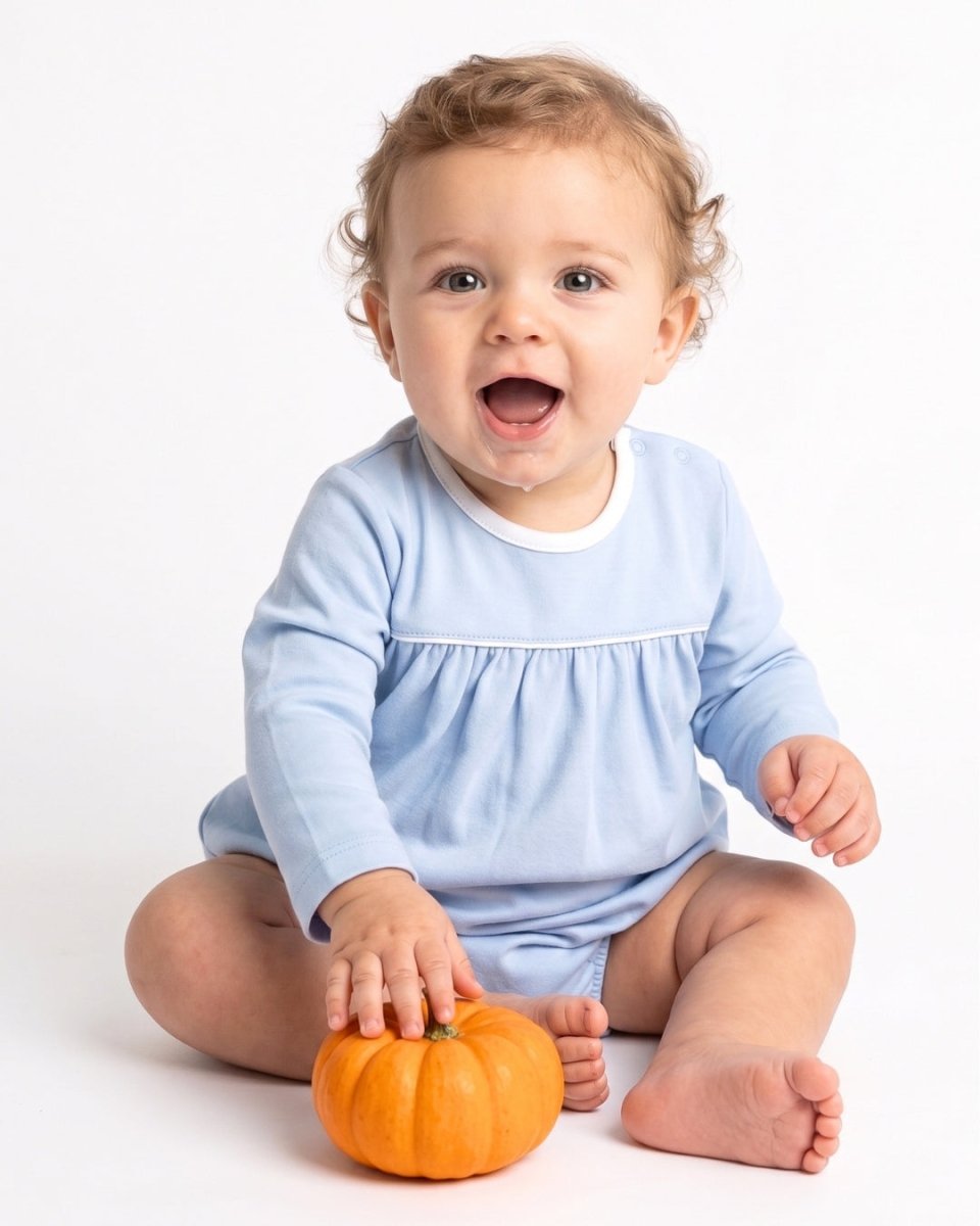 Mother May I Bubble Long Sleeve - Palmer Blue Pima - Classic Bubbles | Lullaby Set