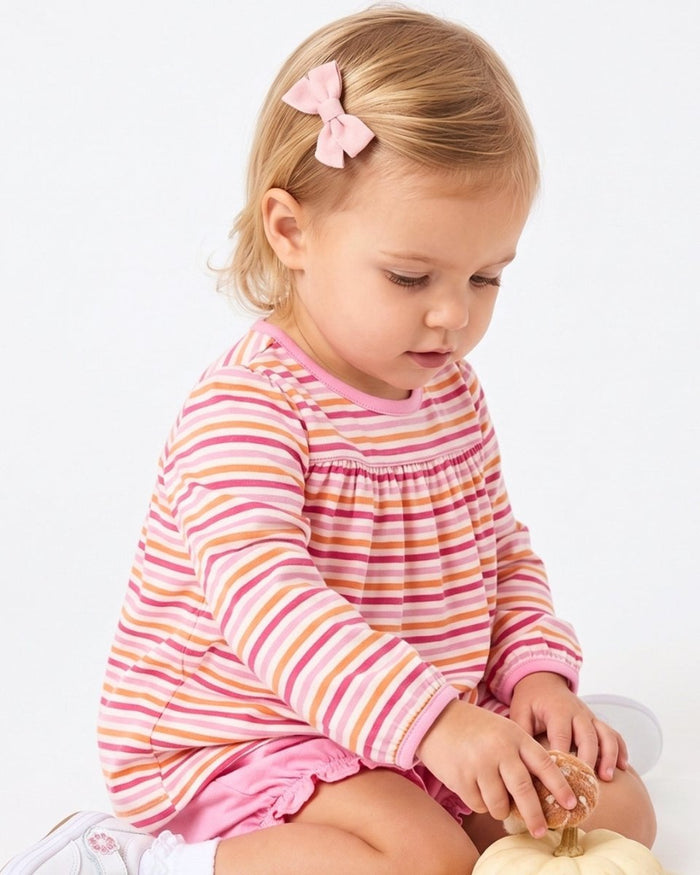 Penny Play Bloomer Set Long Sleeve - Falling For Stripes, Pink - Classic Sets | Lullaby Set