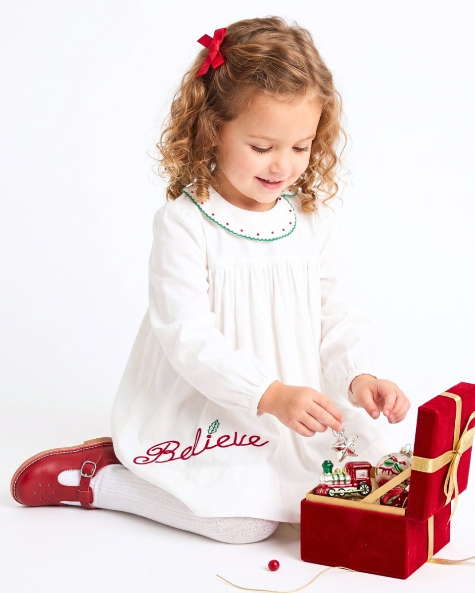 Eloise Dress - Dreamy White Corduroy, Believe (FL26) - Classic Dresses | Lullaby Set