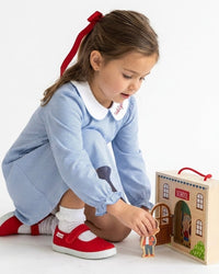 Patty Cake Dress Long Sleeve - Seaside Blue Stripe - Classic Dresses | Lullaby Set