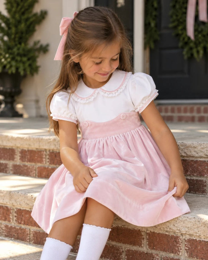 Sundays Best Dress - Petite Pink Velvet - Classic Dresses | Lullaby Set