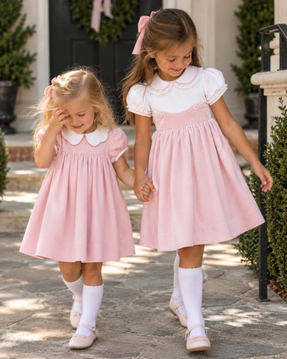 Sundays Best Dress - Petite Pink Velvet - Classic Dresses | Lullaby Set