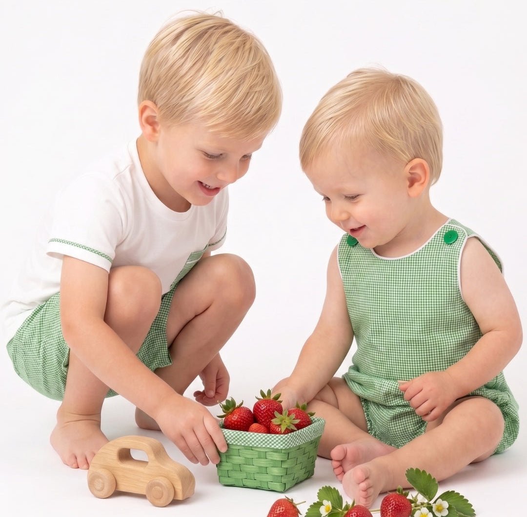 Bennett Bubble - Green Minigingham - Classic Bubbles | Lullaby Set
