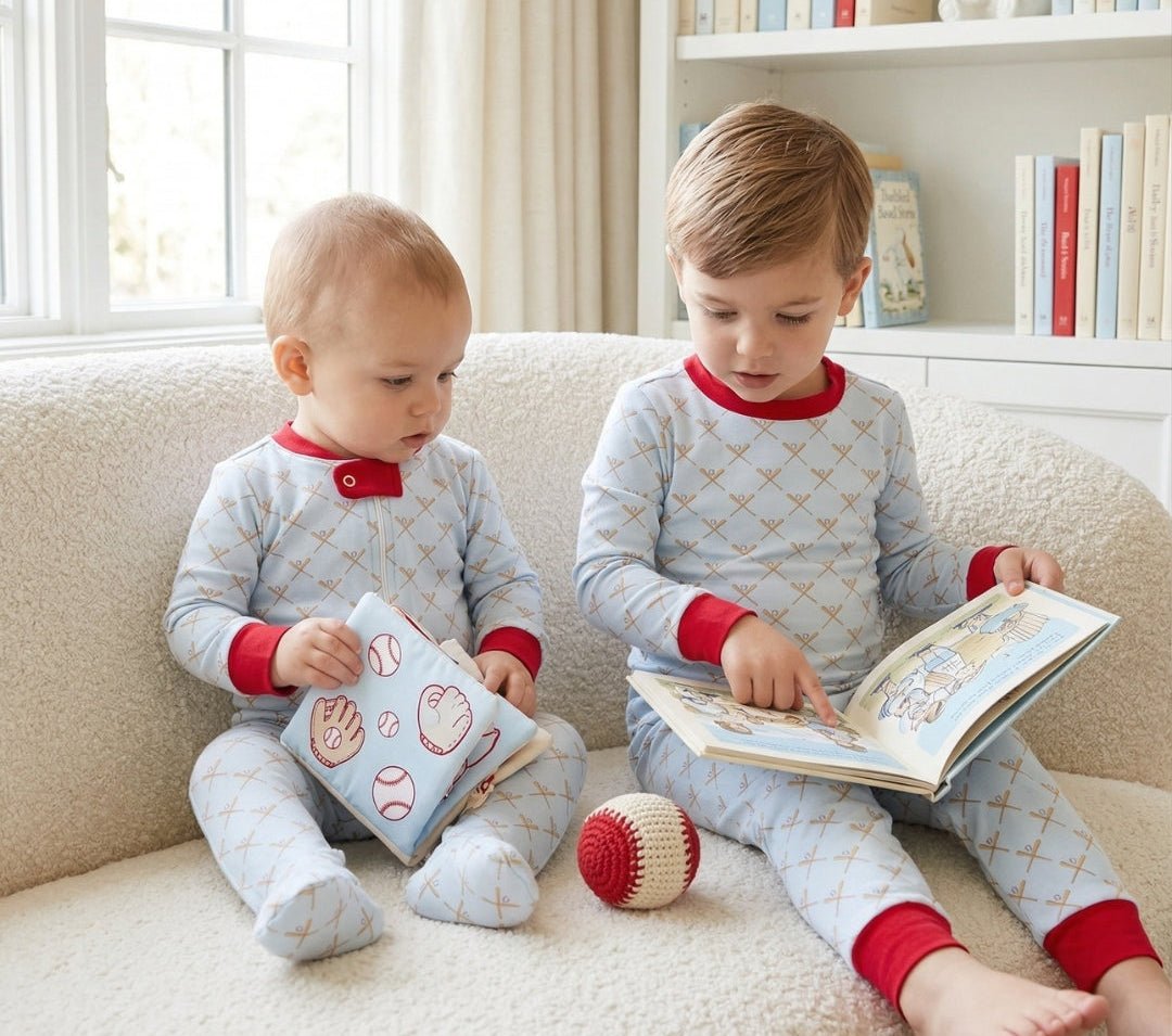 Sweet Pea PJ Set - Play Ball, Red - Classic Pajamas | Lullaby Set