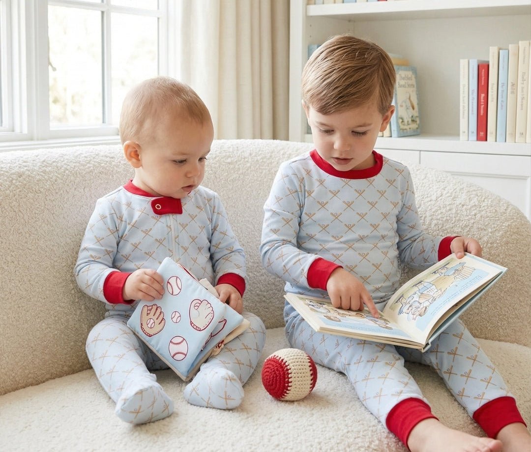 Once Upon A Time Footie - Play Ball, Red - Classic Pajamas | Lullaby Set