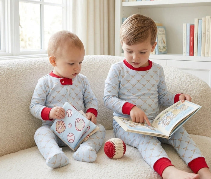 Once Upon A Time Footie - Play Ball, Red - Classic Pajamas | Lullaby Set