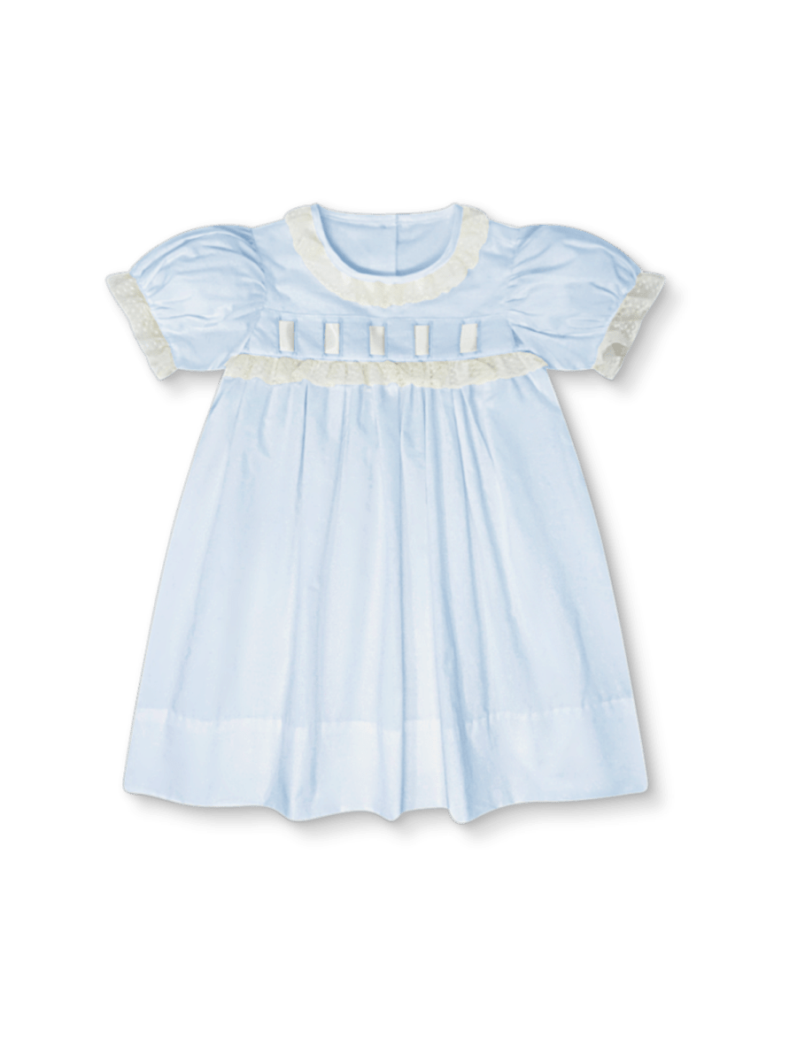 Paris Dress - Blessings Blue with Ecru - Classic Dresses | Lullaby Set