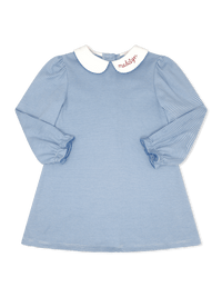 Patty Cake Dress Long Sleeve - Seaside Blue Stripe - Classic Dresses | Lullaby Set