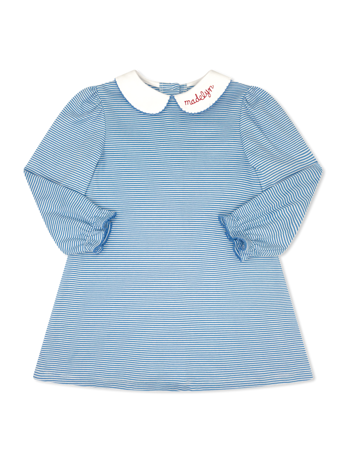 Patty Cake Dress Long Sleeve - Seaside Blue Stripe
