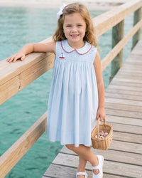 Ella Dress - Brentwood Blue Pique, Sailboat - Classic Dresses | Lullaby Set