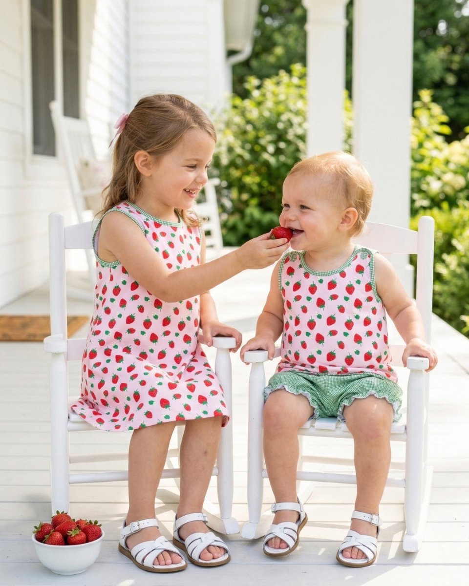 Bitsy Bloomer Set - Berry Sweet, Green Minigingham - Classic Sets | Lullaby Set