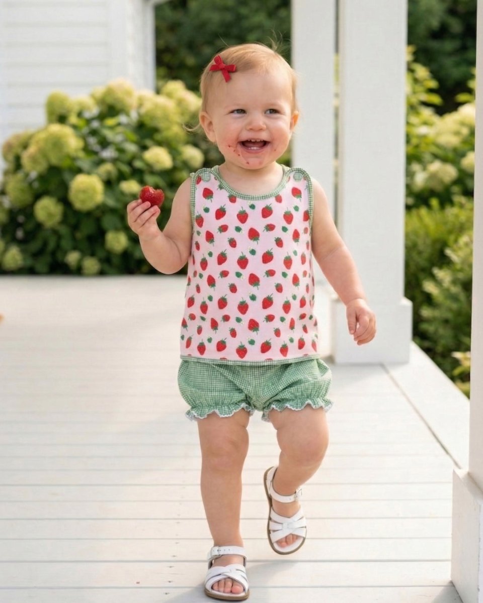 Bitsy Bloomer Set - Berry Sweet, Green Minigingham - Classic Sets | Lullaby Set