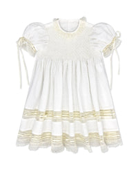 Margaret Dress - Spring White Swiss Dot with Ecru - Classic Dresses | Lullaby Set