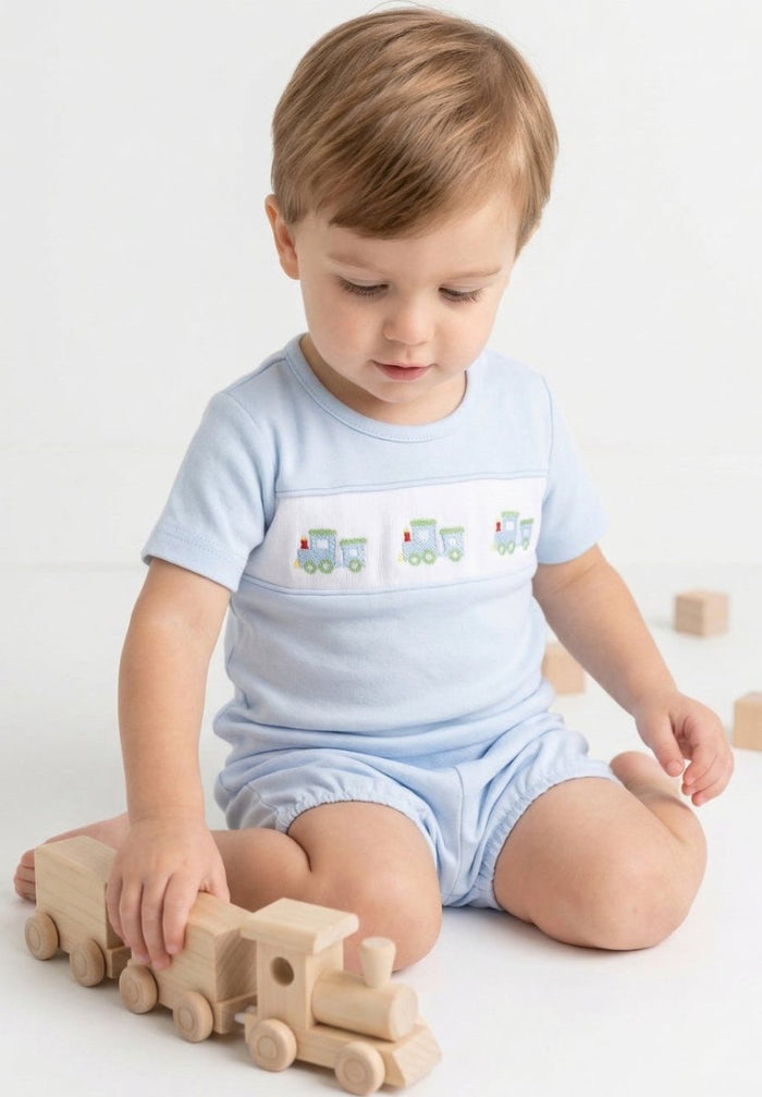 Bayou Bloomer | Short Set - Cloud Blue, Trains - Classic Sets | Lullaby Set