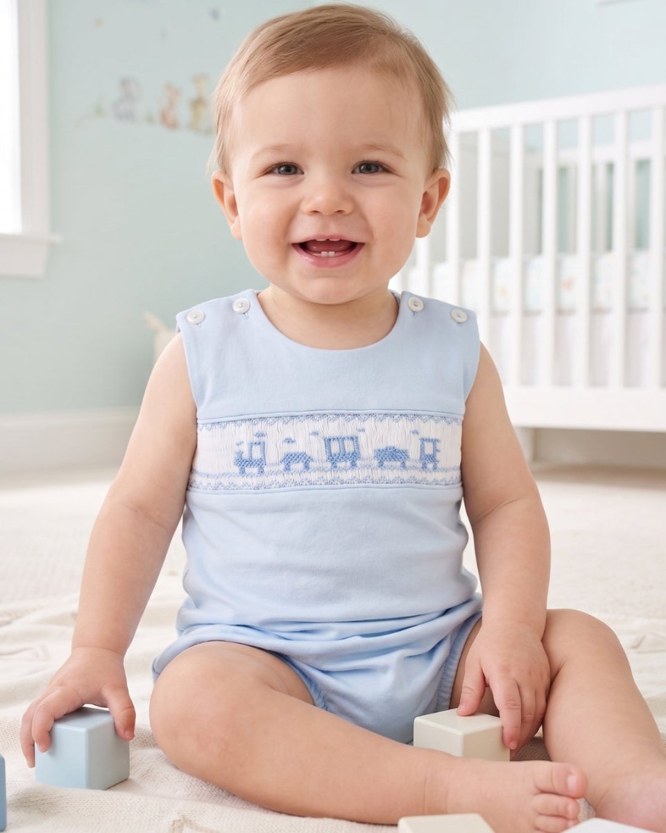 Bryant Diaper Set - Palmer Blue Pima, Train - Classic Sets | Lullaby Set