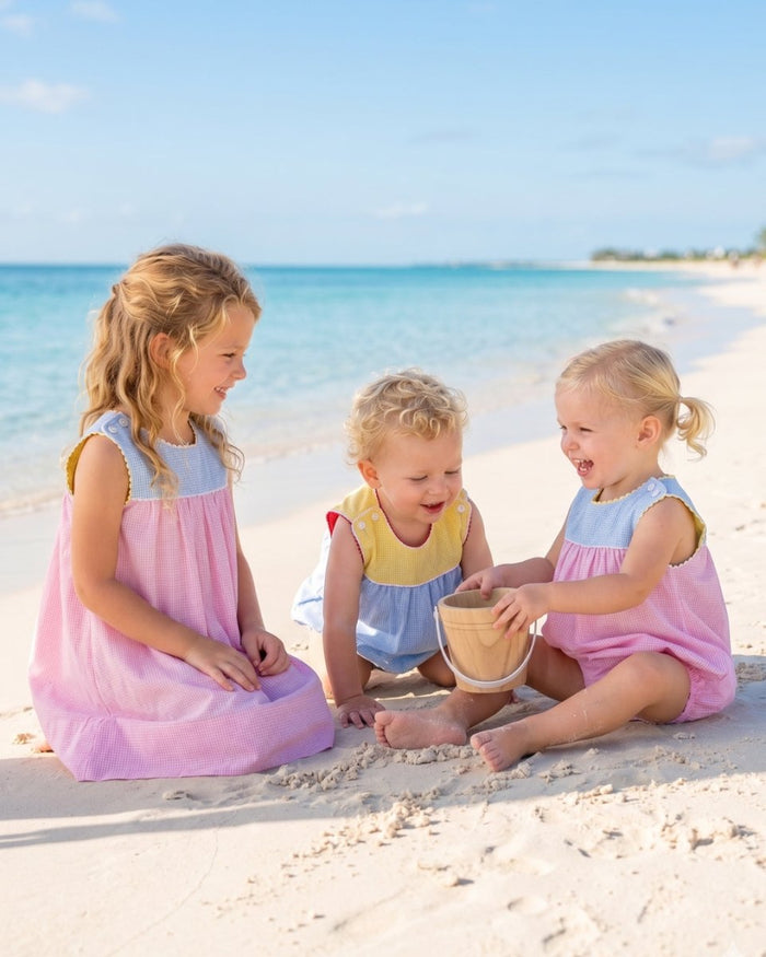Charming Dress - Light Pink, Yellow, Light Blue Minigingham Color Block - Classic Dresses | Lullaby Set