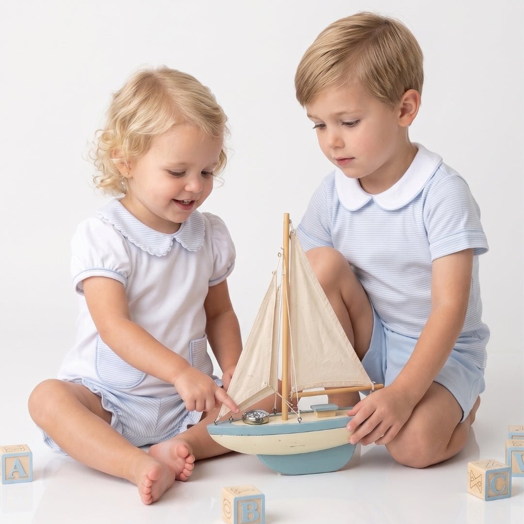 Sibley Short Set - Louisville Light Blue Ministripe - Classic Sets | Lullaby Set