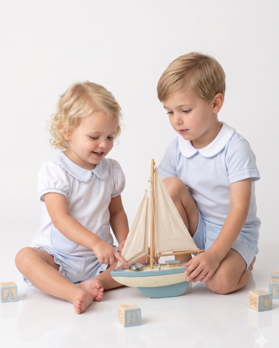 Blessings Bloomer Set - Louisville Blue Ministripe - Classic Sets | Lullaby Set