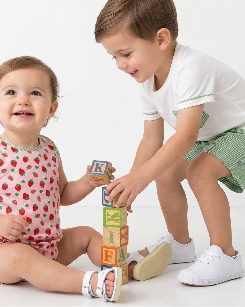 Charlie Short Set - Green Minigingham - Classic Sets | Lullaby Set