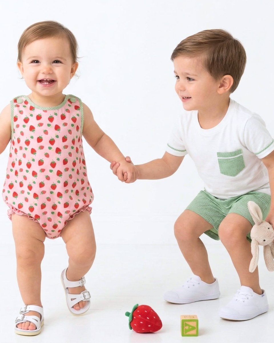 Charlie Short Set - Green Minigingham - Classic Sets | Lullaby Set