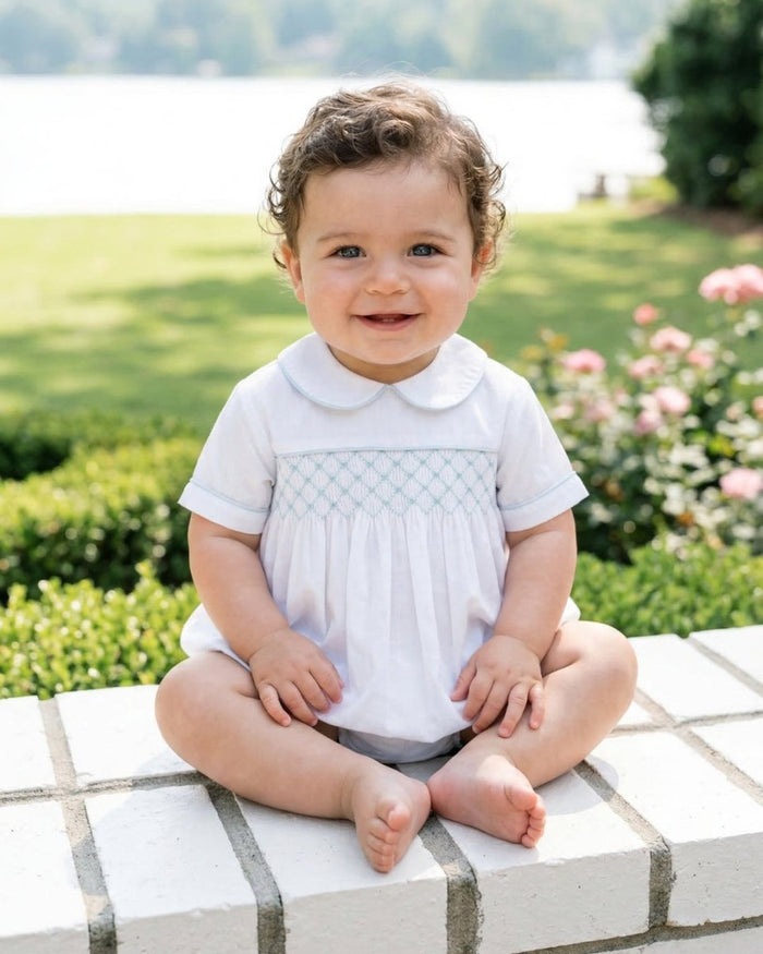 Graham Bubble - Blessings White Batiste with Blue Trim - Classic Bubbles | Lullaby Set