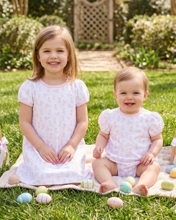 Faith Dress - Pink Bunnies - Classic Bubbles | Lullaby Set