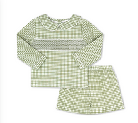 Liam Short Set Long Sleeve - Grove Park Green Windowpane