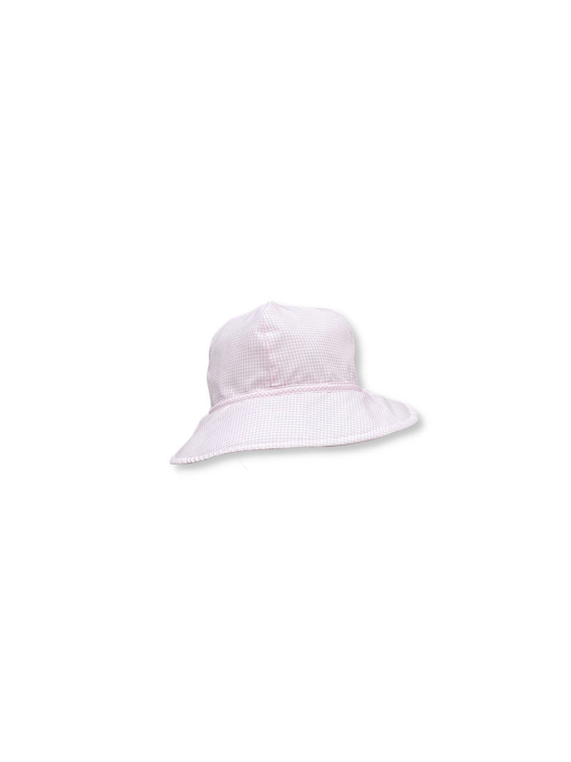 Beach Bucket Hat - Pink Mini Gingham