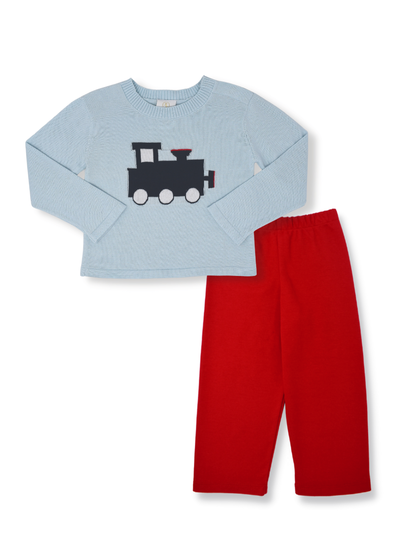 Cozy Up Sweater Pant Set - Train/ Red