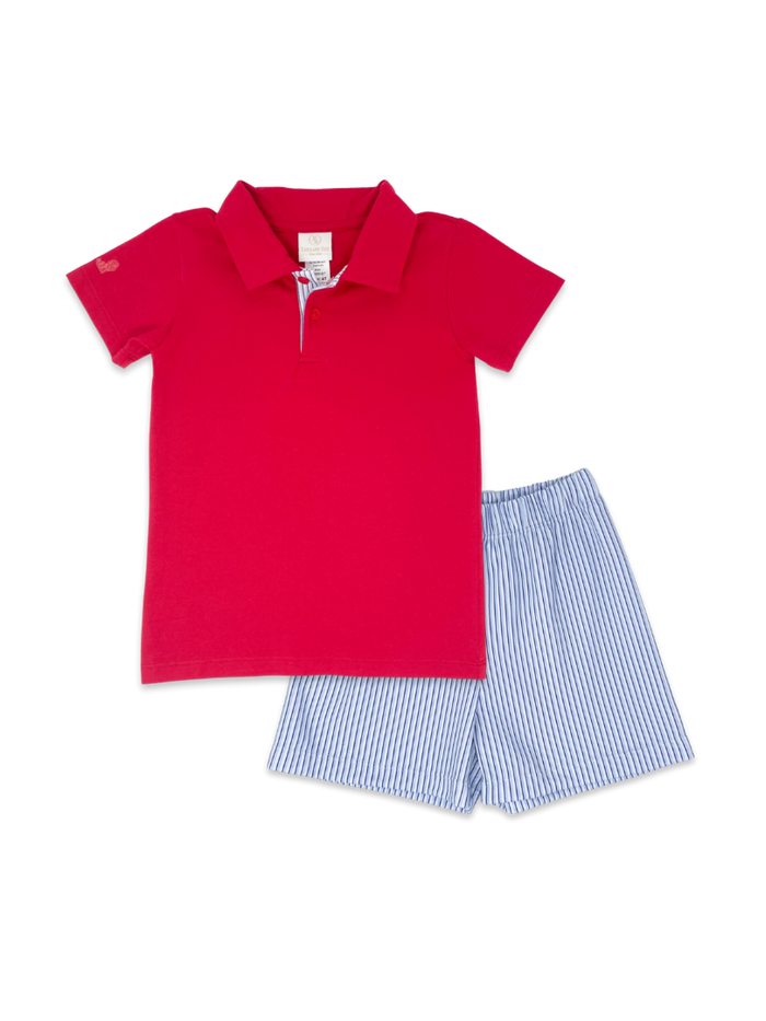 Parker Short Set - Red / Pinstripe