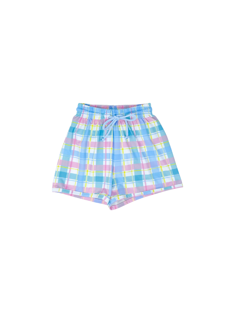 Barnes Bathing Suit - Blue/Pink/Yellow Plaid