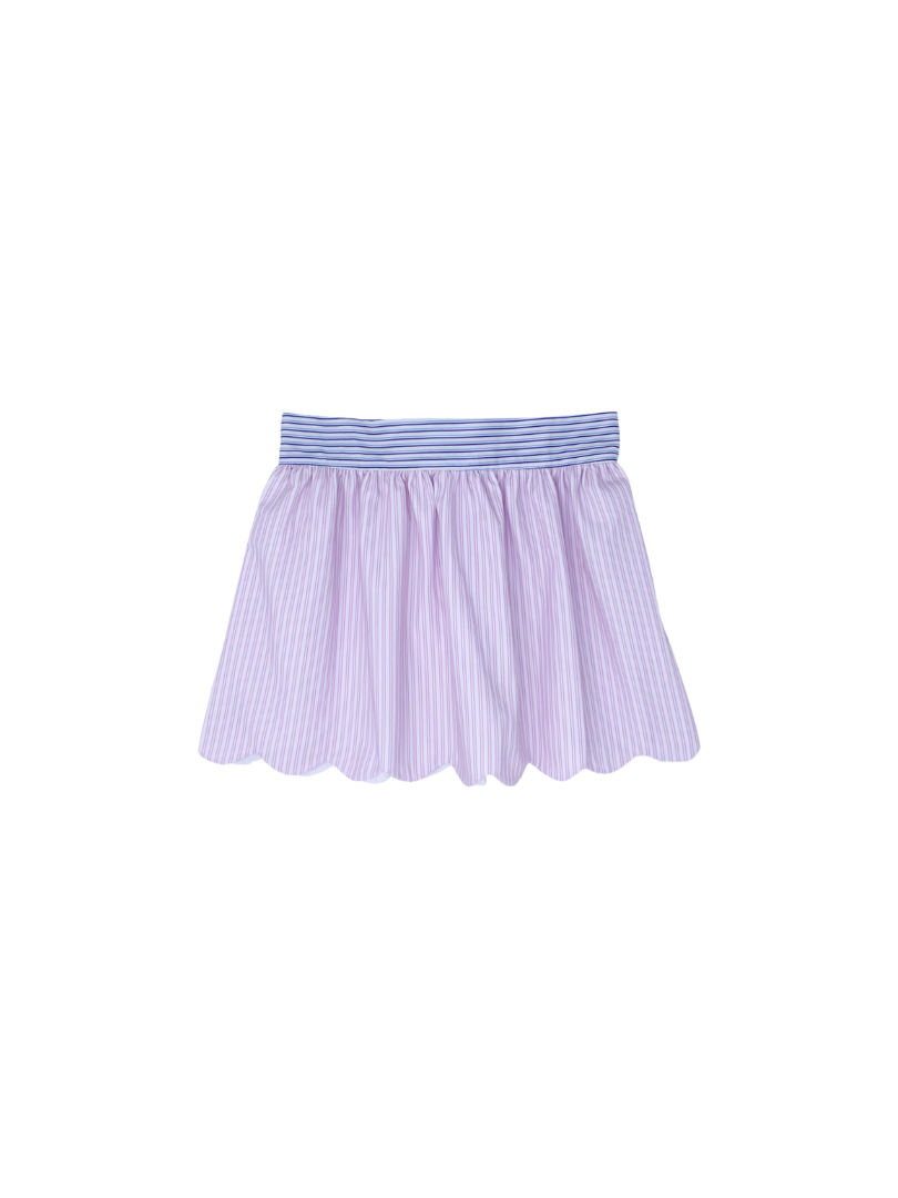 Susie Scallop Skirt  - Pink Pinstripe