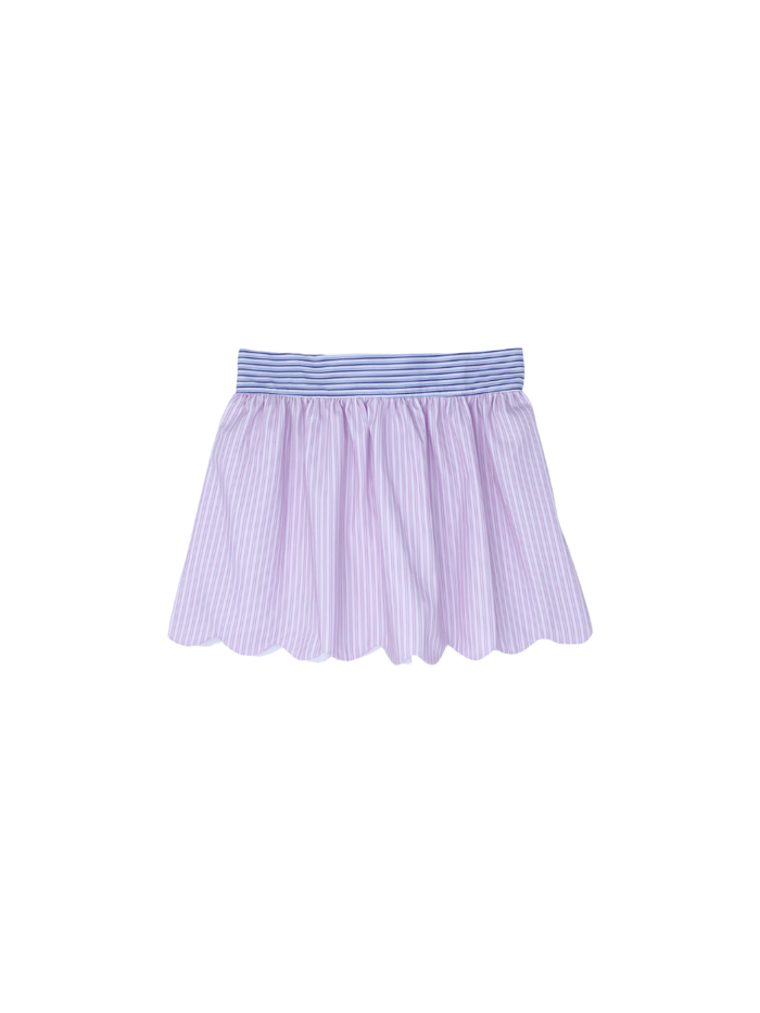 Susie Scallop Skirt  - Pink Pinstripe