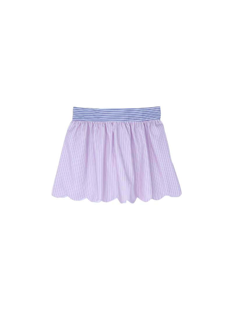 Susie Scallop Skirt  - Pink Pinstripe