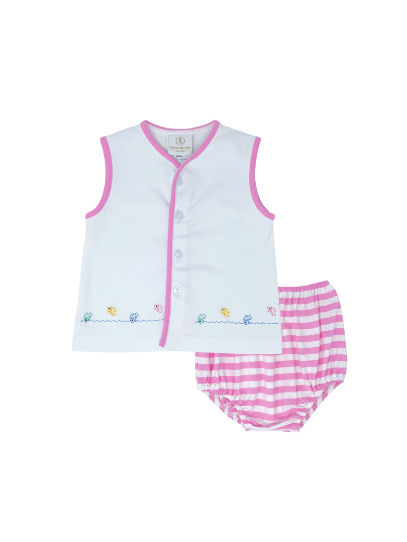 Caldwell Diaper Set - Pink Stripe / Fish