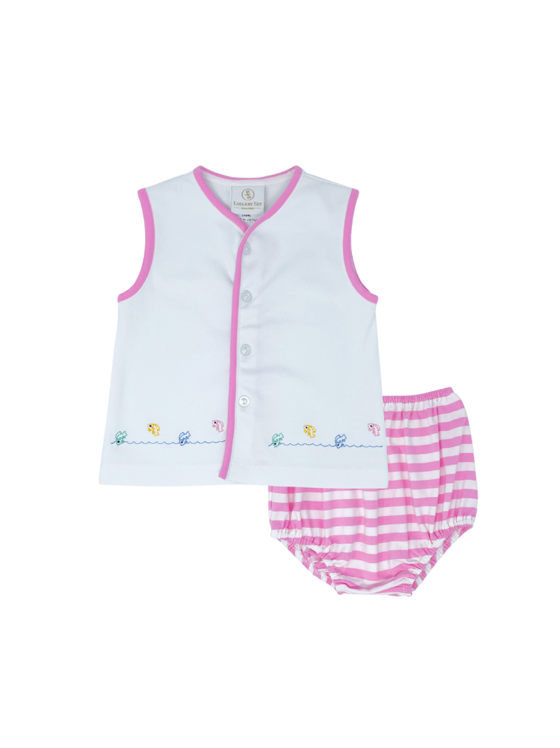 Caldwell Diaper Set - Pink Stripe / Fish