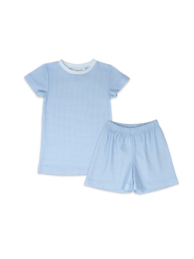 Landon Short Set - Blue Minigingham