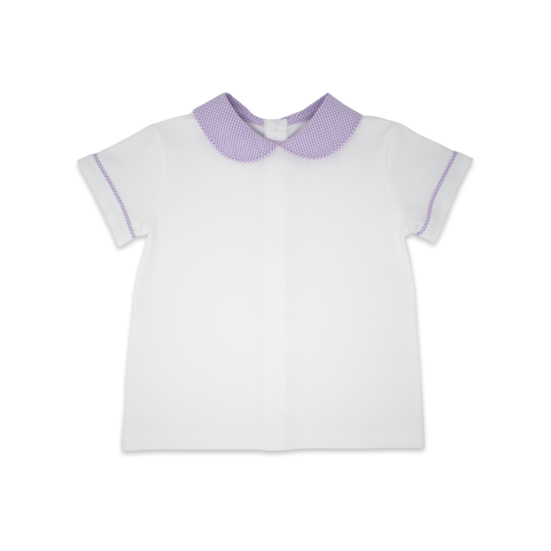 Sibley Shirt - White, Lavender Minigingham