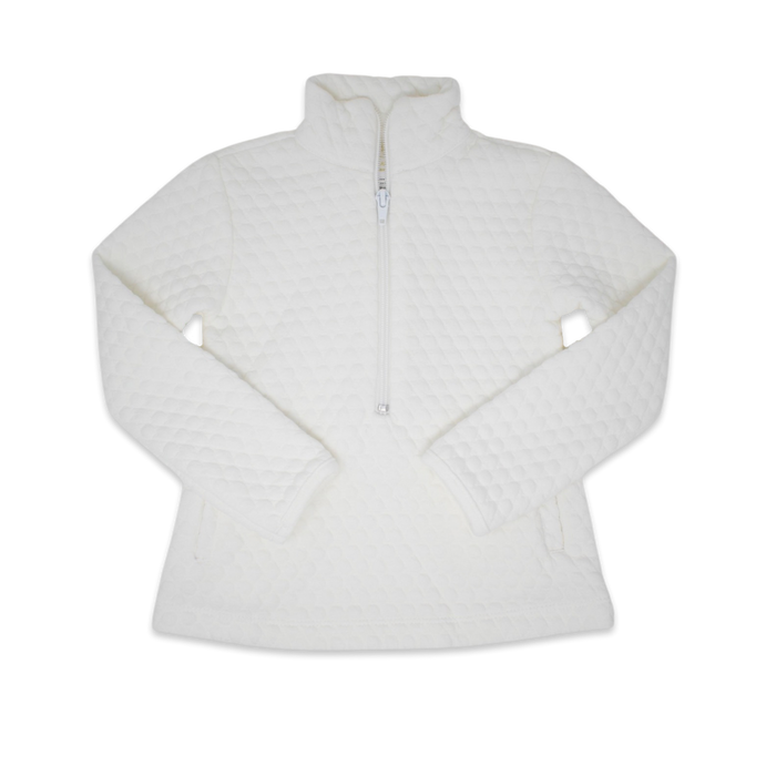 Heather Half Zip - White Quilted