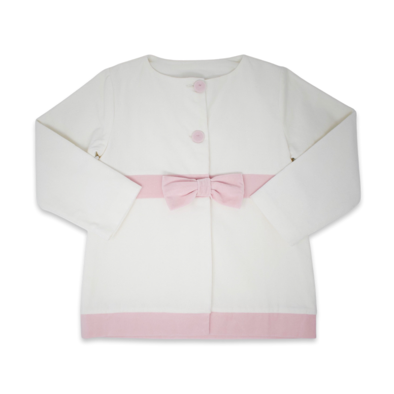 Aspen Coat - White, Pink Velvet