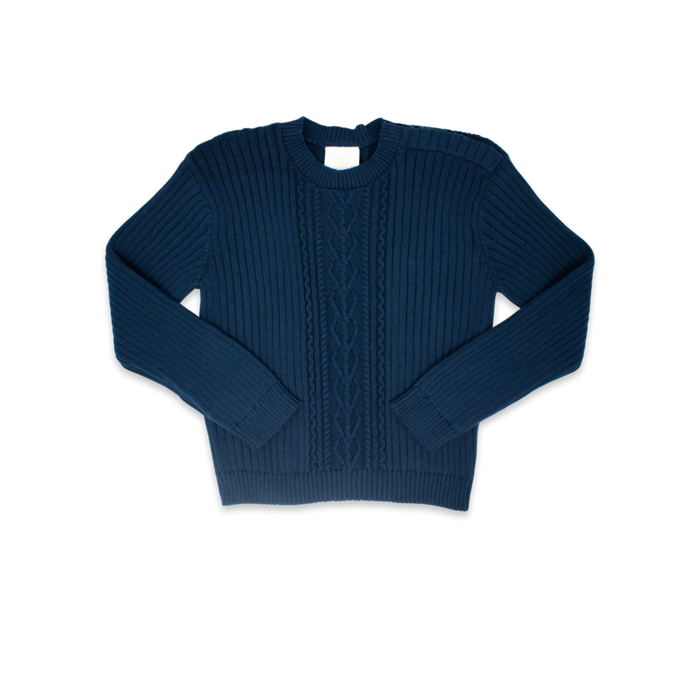 Cable Knit Sweater - Navy