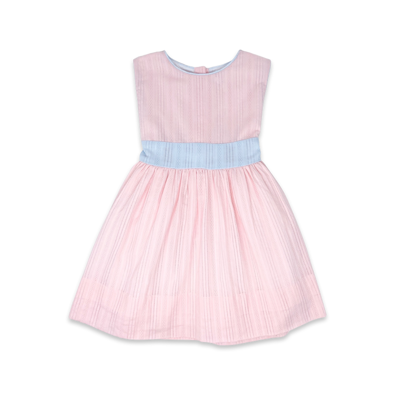 Blissful Band Dress - Pink Linen, Blue Linen