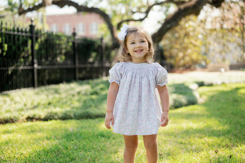 Betsy Dress - Belle Bunny Floral, Blue