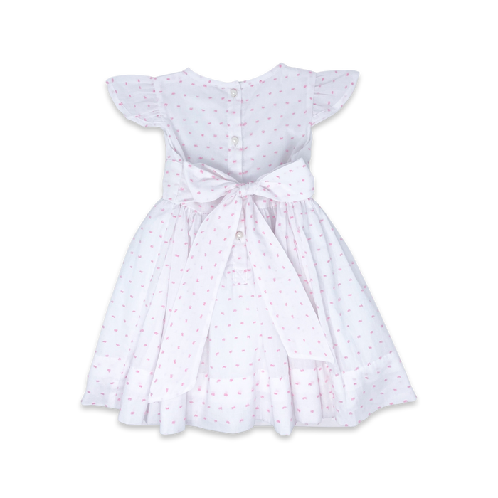 Blissful Band Dress - White and Pink Swiss Dot