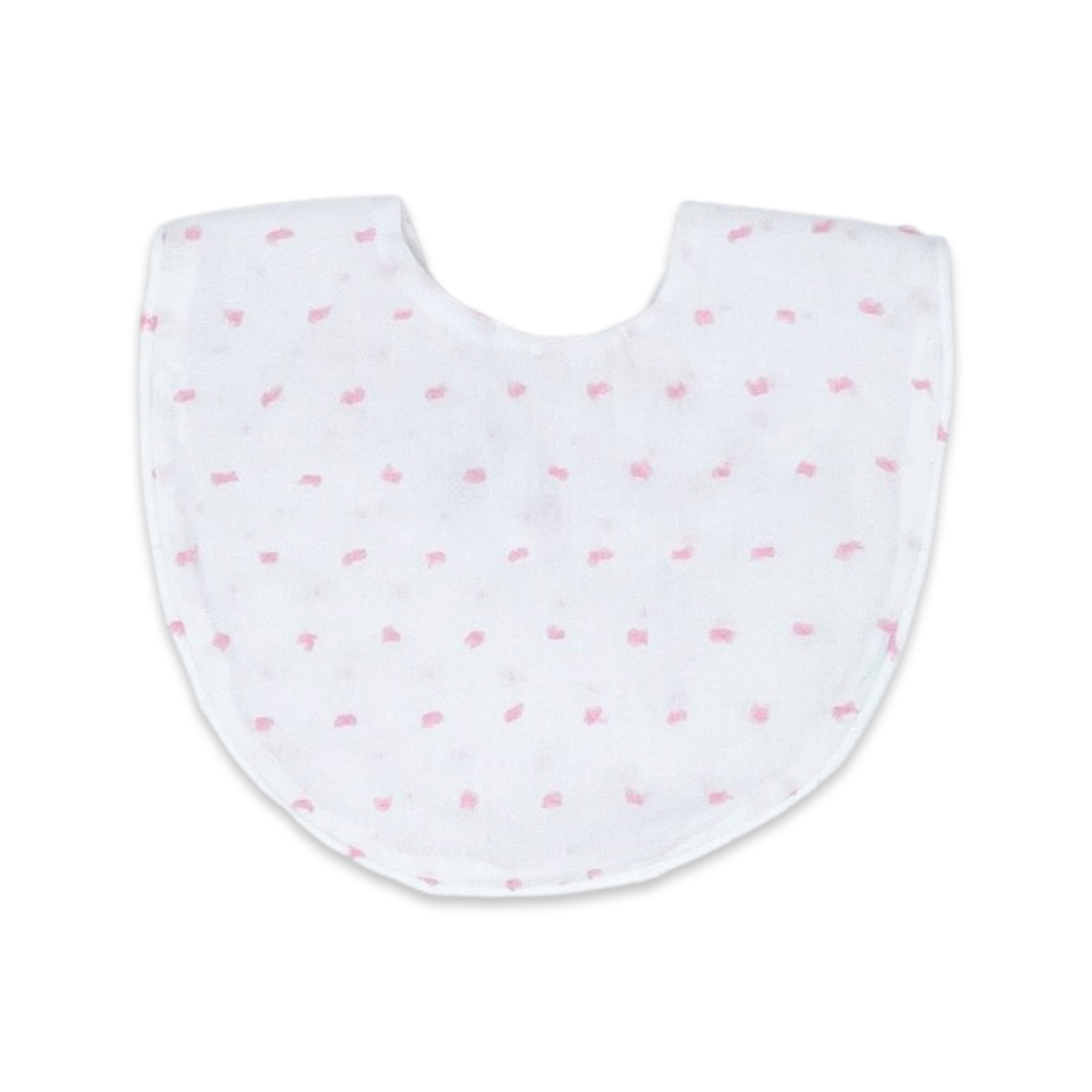 Heirloom Bib - White, Pink Swiss Dot