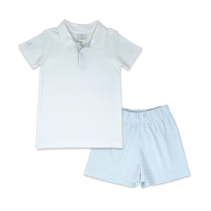 Parker Short Set - White, Park Pima Blue