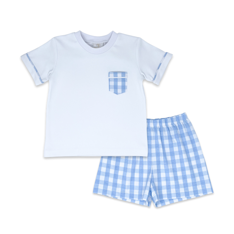 Charlie Short Set - White, Baldwin Blue Buffalo Check