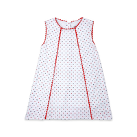 Amelia Aline Dress - Navy and Red Swiss Dot