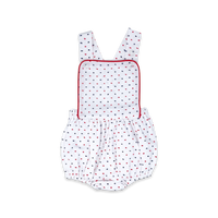 Arthur Apron - Navy and Red Swiss Dot