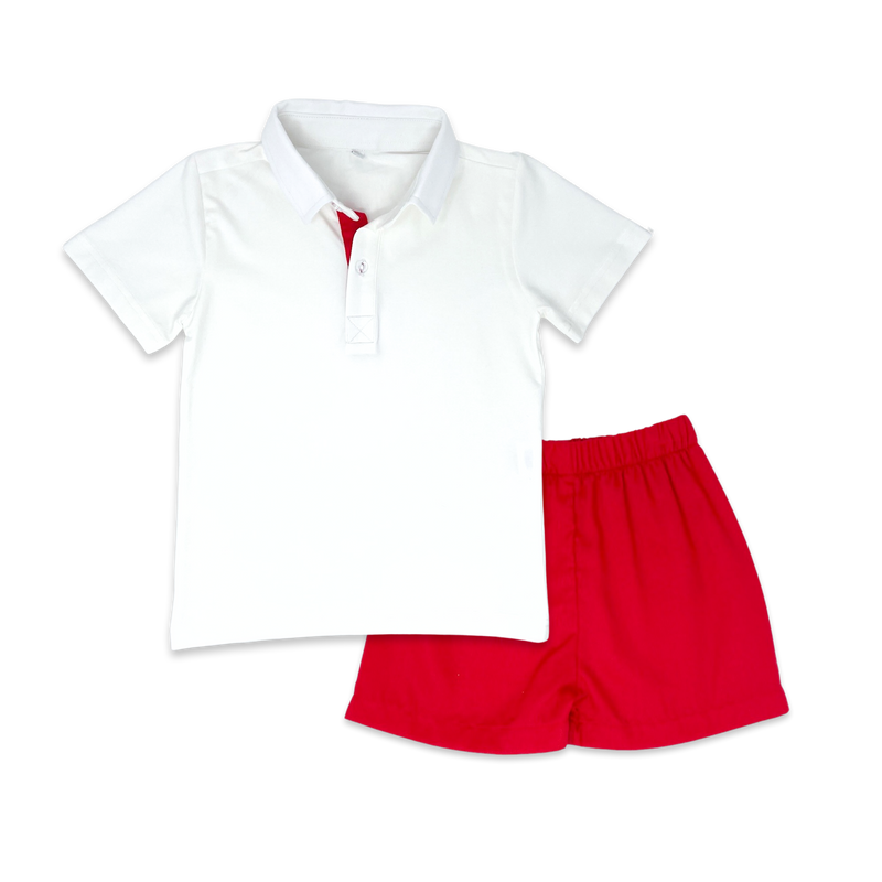 Parker Short Set - White, Red